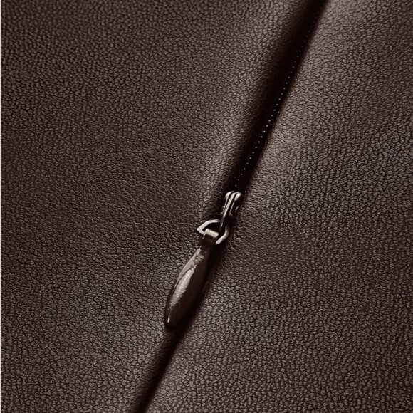 NWT Commense Faux Leather Skinny Midi Dress Brown Size XS - Picture 5 of 6